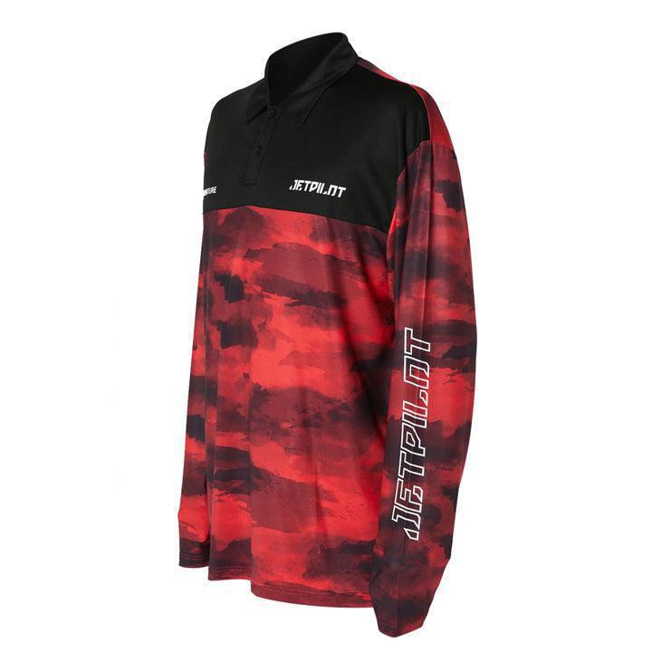 VENTURE MENS LONG SLEEVE FISHING POLO RED - Farnley's Yamaha